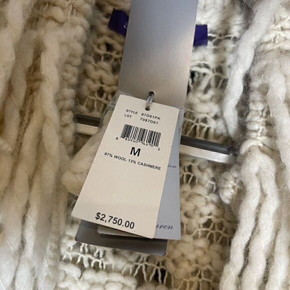 Ralph Lauren Ivory Hand Knit Wool Cashmere Shag Fringe Cardigan Vest - Picture 16 of 16